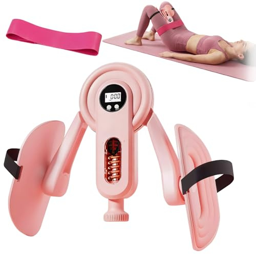 Thigh Trainer for Home Gym Workout, Pelvic Floor Muscle Exercise Devices with Adjustable Resistance for for Women Men, Inner Thigh Exerciser with Display and 20LB Resistance Band for Hip Leg Arm