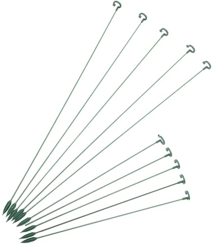 MAGICLULU Lot de 10 Supports en Fer Vert pour Plantes D’intérieur, Anneaux Fixes pour Orchidées et Roses, Tuteurs de 37 Cm et 58 Cm pour Maintien des Plantes en Pot, Jardinage et Balcon