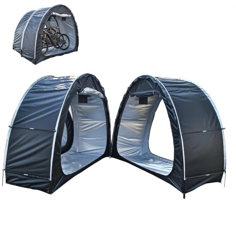 JHNKOJ Outdoor Bicycle Storage Tent with Double Door Spacious Bike Shed for 2 5 Bikes Silver,Black