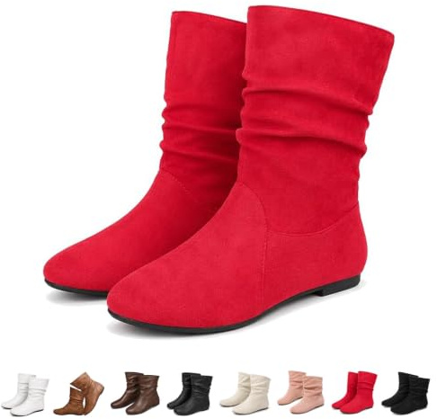 Kvinnors Läder Slouchy Flat Ankel Boots Casual Rund Toe Platt Klack Boots | Platta stövlar Kvinnor Fall Slouch Boots Casual Platta ankelstövlar för kvinnor