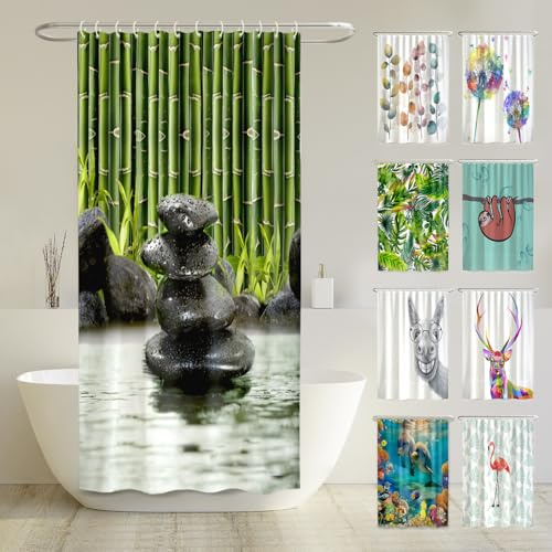 arteneur® - Bambus Spa - Anti-Schimmel Duschvorhang 120x200 - Recycelt mit Öko-Tex Standard 100 - Beschwerter Saum, Blickdicht, Wasserdicht, Waschbar, 8 Haken & E-Book