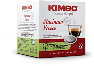 Kimbo Cialde Caffè Compostabili ESE Macinato Fresco, Tostatura Scura, 6 Pacchi da 30 Cialde (Totale 180 Cialde)