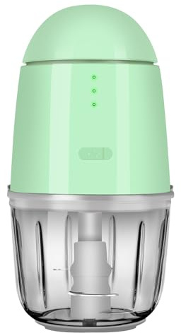Food Processor - Cordless Mini Food Processor & Portable Small Food Chopper for Vegetables Fruit Salad Onion Garlic,Kitchen,1.3Cup 10 0z,150 Watts,Glass Container Dishwasher Safe (Green)