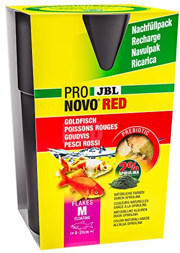 JBL PRONOVO RED FLAKES, Aliment de Base pour Poissons Rouges de 8-20 cm, Flocons pour Poissons, taille M, Recharge de 750 ml