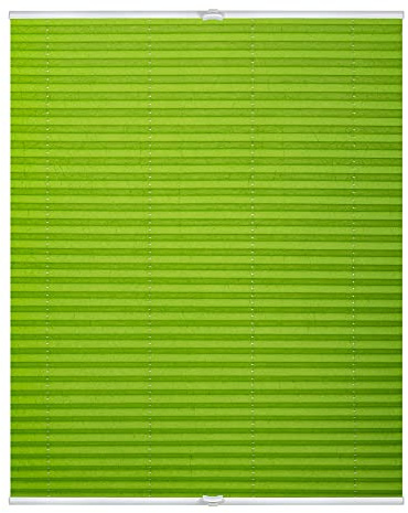 Lichtblick Plissee Klemmfix, ohne Bohren, verspannt, lichtdurchlässig, Blickdicht, Uni, mit eleganter Crushed Optik 50 cm x 130 cm (B x L), Grün