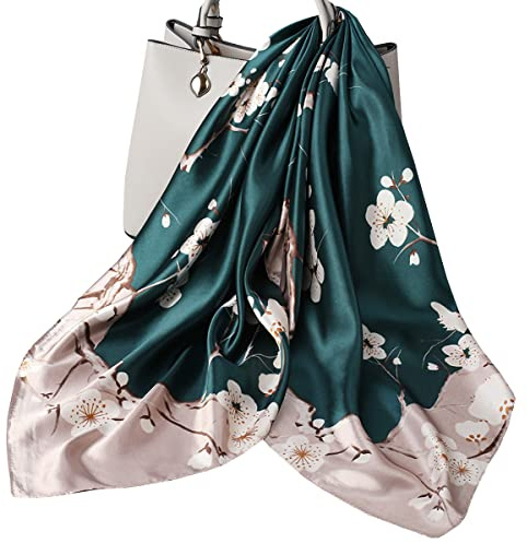 Ecroon Foulard Echarpes Bandeau Soie Ressentir Femme Chiffon Bandanas Cheveux ChAle/Foulards/Etole/Echarpe-Grand carre Satin 90x90cm