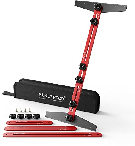 SUNLFPROD Stair Tread Template Tool - Solid Stair Tread Gauge, Stair Tools for Stair Measuring Tool Stair Gauge Jig Stair Template Stair Step Tool Shelf Template Projects (Red-Gray)