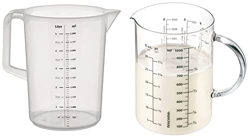 APS Messbecher 5 Liter, Ø 20 & Tescoma Glas-Messbecher Delicia, 1 l, hitzebeständiges Borosilikatglas