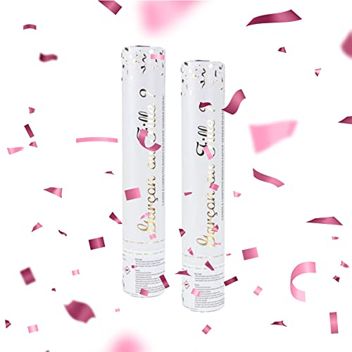 Lot de 2 Canons à Confettis Gender Reveal Rose (Fille) 30 cm - Lanceur à poudre pour Baby Shower et Gender Reveal, Prise en Main facile, idéal pour la révélation du sexe - SPARKLERS CLUB®