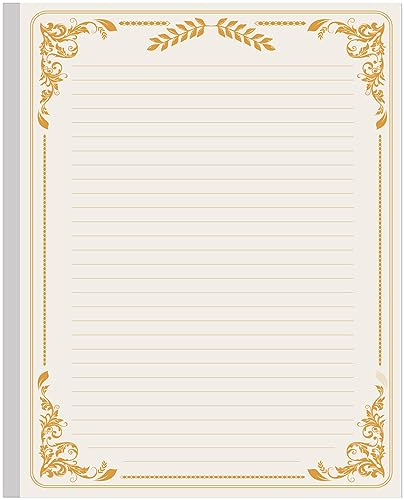 Vintage Lined Letter Paper - 100 Sheets, Stationary Paper for Writing Letters with Lines & Antique Border Design for Stationery Writing Papers,Invitations & Notes, 100gsm, 8.5'' x 11'', Brown