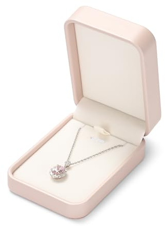 Oirlv Rosa Pu Cuero Caja para Colgante,Caja para Collar,Necklace Gift Box,Estuche Joyas Regalo,Para San Valentín Aniversario,Cumpleaños