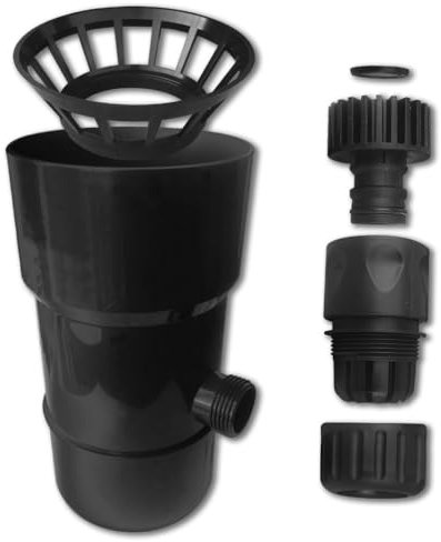 Récupérateur Collecteur Eau de Pluie PVC pour Gouttière D. 100 mm avec Raccords ABS (Gris Noir) - D-Work