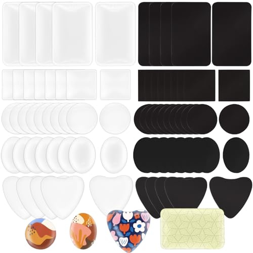 Swpeet 36Pcs 5 Shapes Fridge Magnets Craft Assortment Kit, Including Ceramic Ferrite Magnet with Adhesive Backing and Transparent Clear Glass Cabochons for DIY Fridge Refrigerator Magnets Pendants