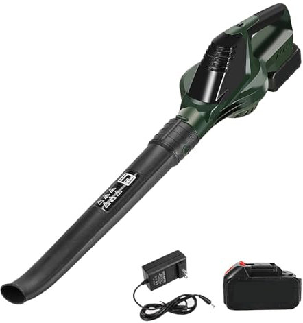 Soffiatore a Batteria, 21V Soffiatore Foglie Elettrico con Batteria da 1 x 3000 mAh e Caricabatteria, 5 Velocità Variabile, Leggero ed Ergonomico, Aspirafoglie a Batteria per Giardino, Prato
