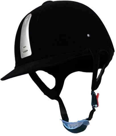 harayaa Velvet Horse Riding Helmet Adjustable Head Circumference 54-62cm Equestrian Hat Lightweight Riding Cap for Men Women Teenagers Equestrian Equipment, Black Silvery