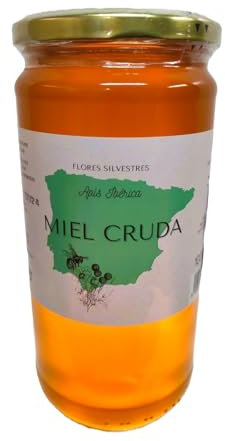 Miel Pura de Abeja-100% Origen España-Miel Cruda-1Kg-Miel Natural y Orgánica-Directa de Apicultor-Sin Procesar-Sin Pasteurizar. (Kg, Flores silvestres)