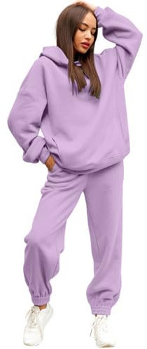 bgyujn Women Set, Solid Color, Korean Style, Fashion Hoodie, 2 Piece Trousers, Jogging Outfit, Casual Wear, Two Pieces, Long Sleeve Tracksuit, Lilac, S