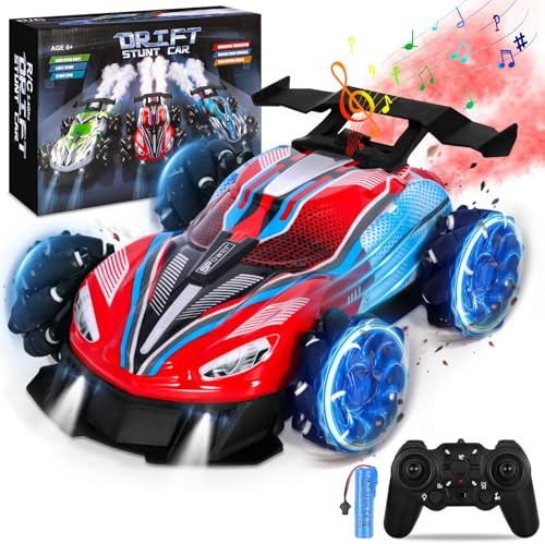 AQXONG Voiture Télécommandée 1:16, Rotazione di 360°, 20Km/h Auto Telecomandata a 4 Ruote Motrici da 2.4GHz con Musica Spray Luce, Ragazzi e Ragazze di 4 5 6 7 8 9 10 Anni