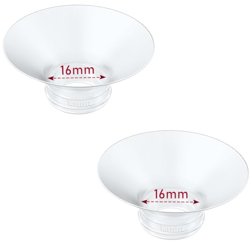 IVARONAL Flanscheinsatz, 16 mm, kompatibel mit Momcozy M9/M6/M5/S12 Pro/V1 Pro/V2 Pro, Spectra/Medela/Elvie/NCVI/TSRETE/eufy/Lansinoh/Paruu/MomMed Milchpumpe, 24 mm Schilde/Flansche (2 Stück - 16 mm)