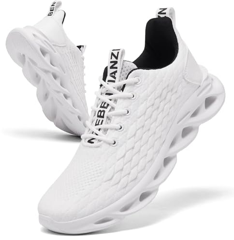 Uomo Scarpe da Running Corsa Ginnastica Camminata Jogging Trekking Tennis Sport Sportive Casual Outdoor Fitness Palestra Bianco 41