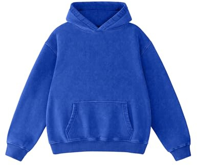 Hatant Oversized Hoodie Sweatshirts for Women Couples Heavyweight Hoodies Pullover Vintage Acid Wash Sweaters Hoodies with Pocket Women's Fashion Hoodies Sweatshirts 2026 Blue-S
