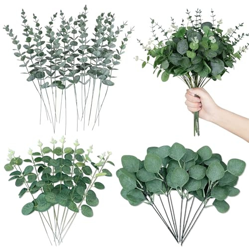 EnixwH 30 Piezas Eucalipto Seco Plantas Artificiales Decorativas, Ramos Artificiales de Eucalipto, Flores Secas Decoracion, para Arreglos Florales, Decoración del Hogar, Boda o Fiesta