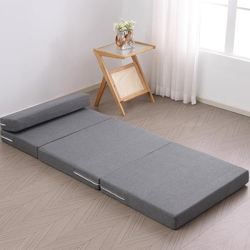XXIUDEE Materasso pieghevole tatami con rivestimento rimovibile, materassino pieghevole per meditazione, yoga, bambini ospiti, soggiorno, pigiama party, tenda da viaggio e auto (160 x 60 x 10 cm