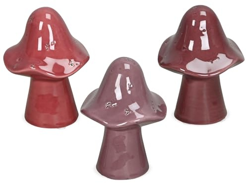 matches21 HOME & HOBBY Juego de figuras otoñales de setas, diámetro de 7 x 10 cm, para interior, figuras decorativas para decoración de mesa, color lila