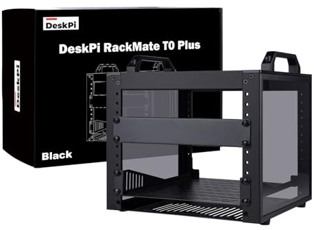 GeeekPi DeskPi RackMate T0 Plus, 10 tum 4U Mini Serverskåp för servrar, nätverk, A/V-utrustning, 26 cm djup (svart)