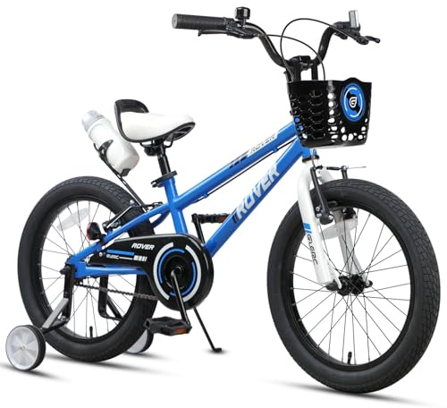 Glerc Rover Barncykel 12 14 16 18 tum för 2–9 år gamla pojkar flickor cyklar med flaska och stabilisatorer och papperskorg, flera färger
