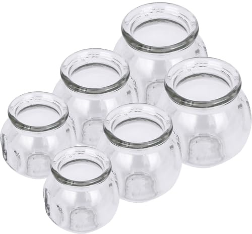 DIYEAH 6pcs Thickened Glass Suction Cup Cupping Therapy Jars for Vacuum Fire Massage at Home Salon