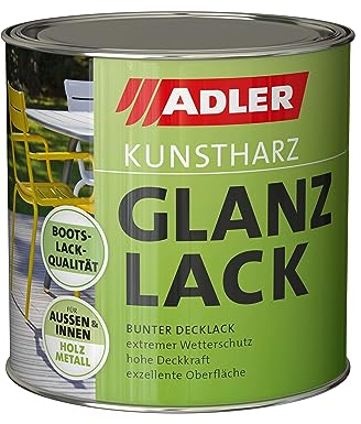 ADLER Kunstharz Glanzlack - RAL9001 Cremeweiß 375 ml - Erstklassiger Lack glänzend, geruchsarm mit guter Wetter- und Vergilbungsbeständigkeit und hoher Deckkraft - Kunstharzlack in Bootslack Qualität
