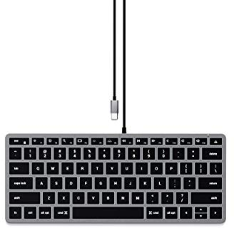 SATECHI Slim W1 Kabelgebundene Tastatur mit Hintergrundbeleuchtung QWERTY US, USB-C Tastatur mit Beleuchtung für MacBook Air & Pro M4 M3, iPad Air & Pro M4 M3, Mac mini, iMac & mehr – Space Grau