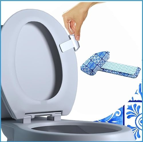 Lifty Loo Toilet Seat Handle & Lid Lifter - 2 Pack. Lift More. Less Mess. (BLUE TILE)