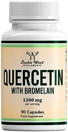 Double Wood Quercetin 1000mg with Bromelain 200mg – 90 Vegan Capsules (30 Day Supply) – Immune Support, Antioxidant, Respiratory, Mucus & Allergy Relief – Non-GMO, UK Made