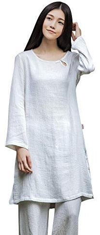 Tai Chi Kleidung Damen, Herren Damen Tai Chi Anzug Baumwolle Kampfsportanzug Traditioneller chinesischer Zen Meditationsanzug,White-L (White L) (White XL)