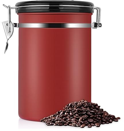 VTOSEN Kaffeedose Luftdicht, 1,8L Kaffeebohnen Behälter aus Edelstahl, Vorratsbehälter für den Aromaschutz Ihres Kaffees, Tee Nüsse Länger
