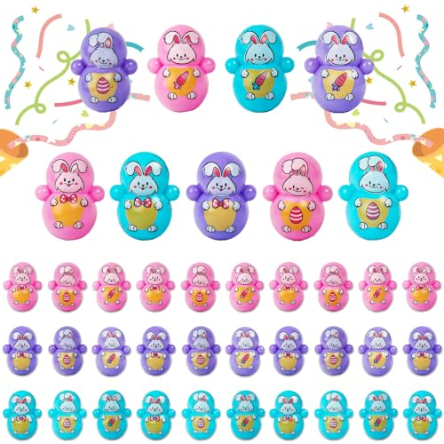 50 Stück Desktop-Tumbler-Dekoration, Mini-Wackelspielzeug, Hasen Figuren Stehaufmännchen Spielzeug, Hasen Desktop Ornament, Süßes Hasen-Tumbler-Spielzeug