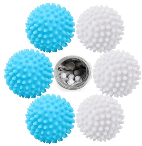 Lot de 6 balles pour sèche-linge - Pour machine à laver et sèche-linge - Pour la maison - Bleu et blanc