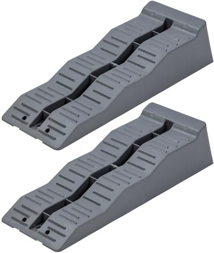 KATSU 2 Stück Caravan Auffahrkeile Stufenkeile 5 Tonnen Kapazität Bremskeil Ausgleichsrampe, 3 Nivellier, für Camper Van Wohnmobile Wohnwagen Fahrzeuge Garage