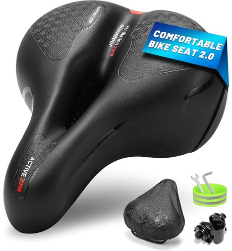 CDYWD Cykelsadel Herr & Dam Bekväm, Bred, Mjuk, Förtjockad Ergonomisk Cykelsits Memory Foam, Universal Ersättningscykelsadel för Mountainbike, MTB, Trekking, Stadscykel, Ebike, Motionscykel