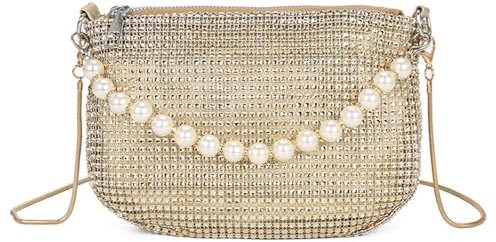 Taasmoog Damen Glitzer Tasche, Gold Strass Clutch Geldbörsen Gold Abendtasche Diamant Handtasche Elegante Brauttasche Damen Schultertasche für Abend Prom Hochzeit Party Bankett