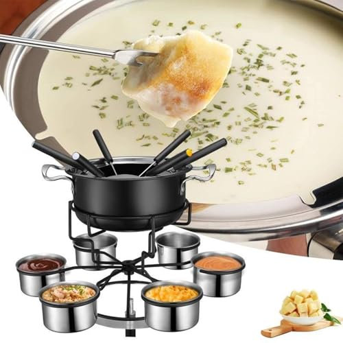 Ysislybin Juego de Fondue, Fondue Queso,Fondue de Chocolate, Fondue Queso Tenedores y Tazas,Set para Fondue de Queso, Set de Fondue de Carne, Set para Fondue de Chocolate