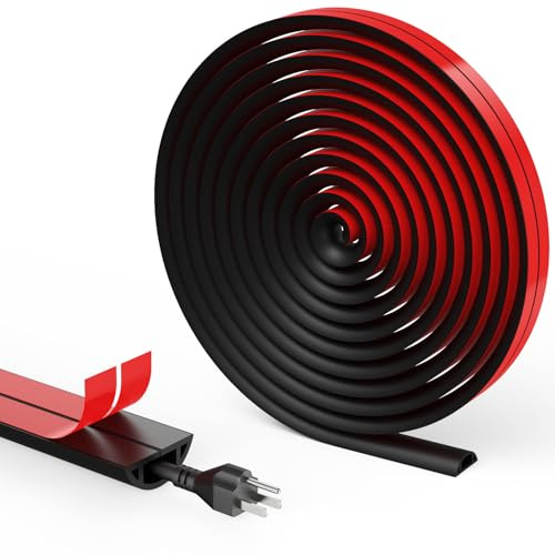 Flintronic Mini Canalina Portacavi, Canalina Passacavi Muro, Canali a Cavo Semicircolare, Copricavo Flessibile, per Pavimento della Parete, Con nastro autoadesivo-Nero, 35x10mm-2 Metri