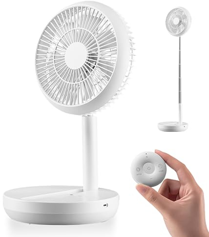 15dB Quiet Pedestal Fan | 1700CFM Portable Standing Fan with Remote | 8000mAh Battery, 90°+200° Oscillating, 4 Speeds | 20H Timer, Adjustable Height, USB | Travel-Friendly for Home, Bedroom & Office