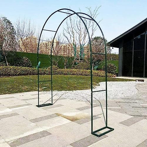 Arche de rose verte en métal pour jardin, terrasse, arches de jardin décoratives pour légumes, courges et décoration de fête de mariage, 140 x 230 x ...