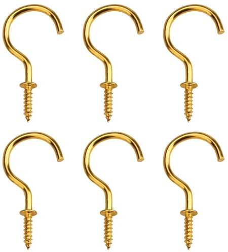 Dreamil Ganchos de rosca, 60 unidades, ganchos de techo, resistentes, tornillos de acero inoxidable, ganchos para vasos, ganchos pequeños para atornillar para madera, plantas colgantes, arte, llaves