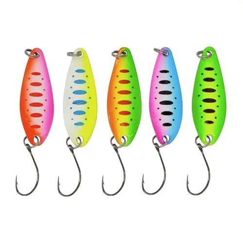 AMZfishing® Lot de 5 cuillères à truite 5,0 g / 4 cm | Cuillère de pêche à la truite | Appât pour truite | Spoon truite | Spoons truite (a : set I)