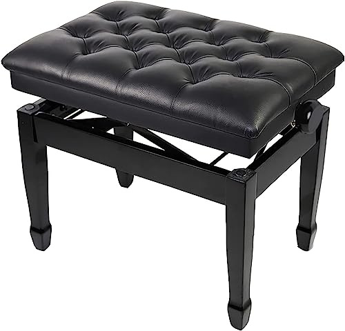 Pianopall, sminkbord, lyxig justerbar bänk med hydraulisk automatisk lyftfunktion, läderstoppad träklaviaturdyna, höjd: 46~56 cm.,