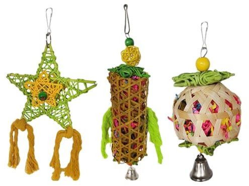 Yardwe 3pezzi Giocattoli per Pappagalli da Masticare Giocattolo da Mordere per Pappagalli Giocattolo per Uccelli da Mordere in Plastica di Giocattoli per Animali Domestici Colore Casuale